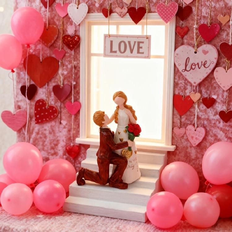 Romantics Couple Figure Resin Proposal Lover Statue Meaningful Gift For Wedding Anniversary Parties Cake Toppers Decors