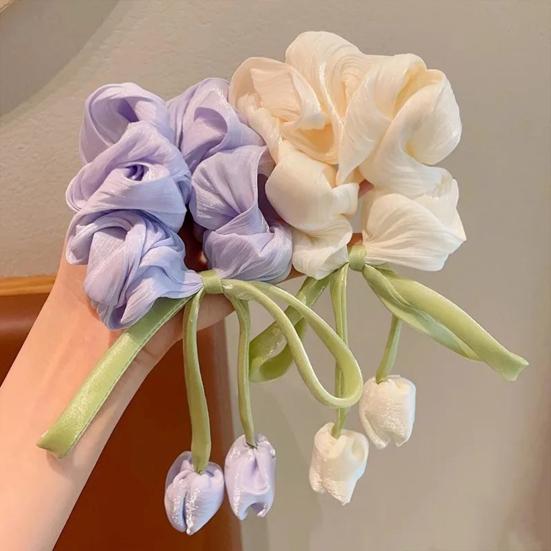 Sznurek do włosów Duże Satynowe Gumki do Włosów w Kształcie Tulipana Zapobiegają Łamaniu Włosów Gumki do Włosów dla Dziewczynek Miękkie Akcesoria do Włosów