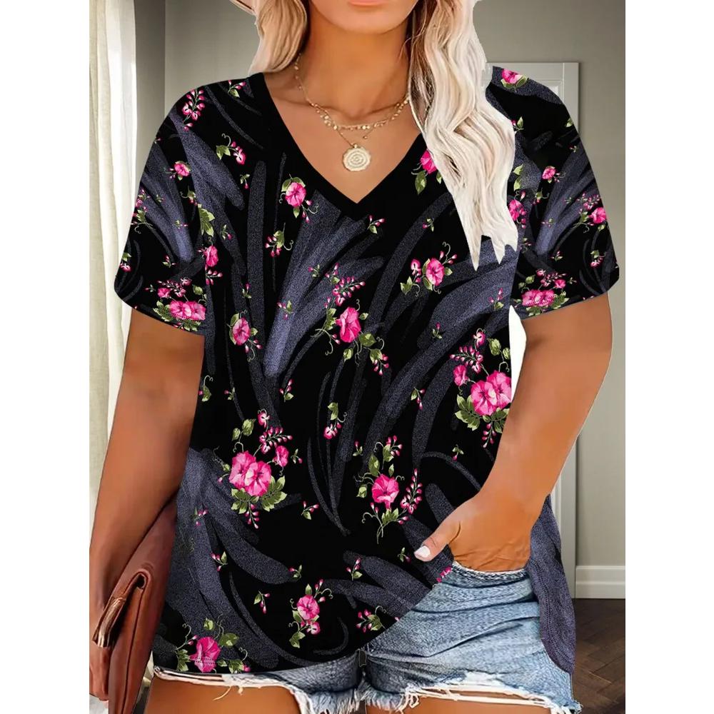 Casual Versatile Women's V-neck Loose Short Sleeves Fashionable Breathable T-Shirts Women’s