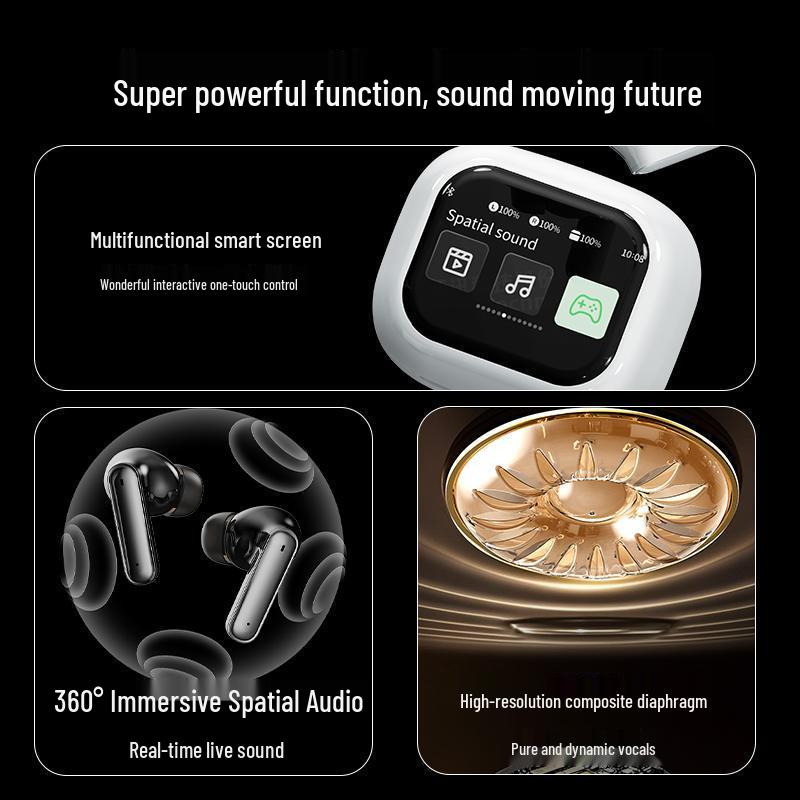 ANC+ENC Dual Noise Cancelling Wireless Bluetooth Headset with Color Touch Screen