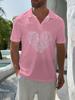 Valentine'S Day Print - Men'S Short Sleeve POLO Shirt, Flat Digital Print Pattern - Untextured Pink Background Shiny Hearts, Fashionable And Easy
