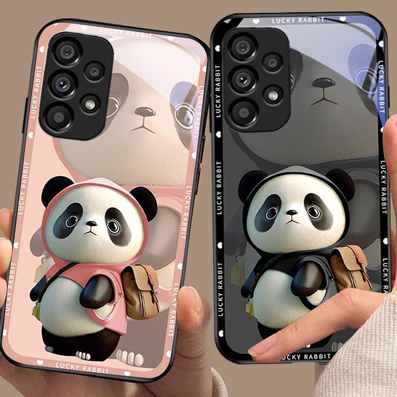 Rucksack Bär Schwarz Für Samsung Galaxy S 8 9 10 20 Plus 21 FE 22 23 24 Ultra S7 Edge Schwarz Gehärtetes Glas Handyhülle Hartschale