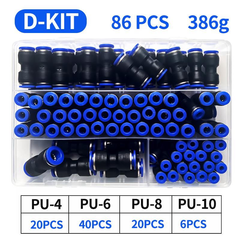 Boxed 23/60/80/100 PCS PU Kit Air Straight Pneumatic Fittings PU Water Pipes Quick Release Connector PU4 PU6 PU8 PU14 4/6/8/10MM