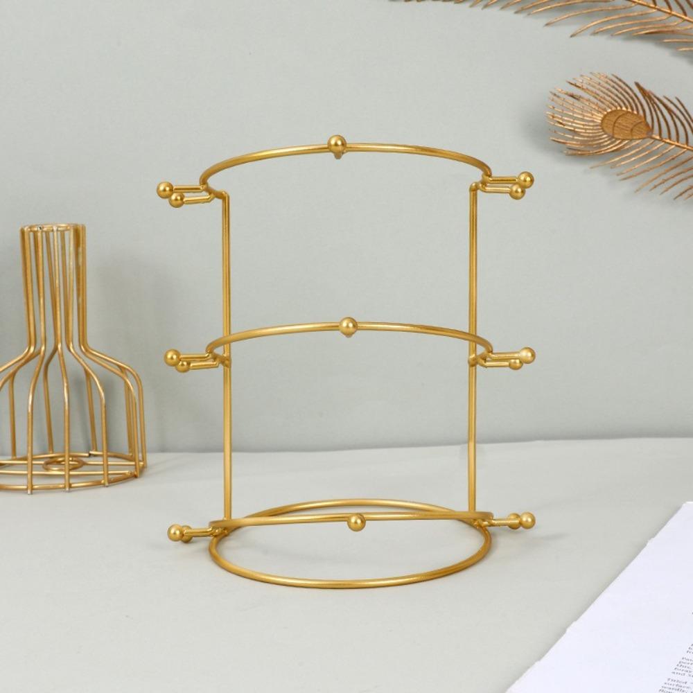 Gold White Crown Display Stand 2/3/4-Tier Jewelry Organizer For Girl Room Exhibition