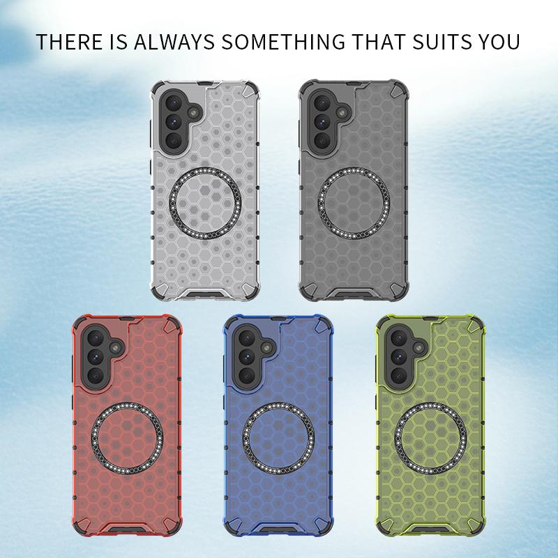 Custodia per telefono a nido d'ape a doppio strato per Samsung Galaxy S23 S24 S25 Ultra Plus Cover con ricarica wireless magnetica per A17 A56 A36 A26
