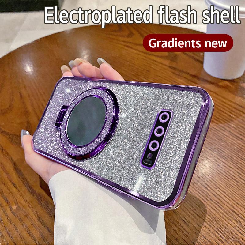 For Samsung Galaxy S8 S9 S10 Luxury Cute 3D Mirror Silicone Phone Case For S10 Plus Glitter Magnetic Stand Shockproof Back Cover