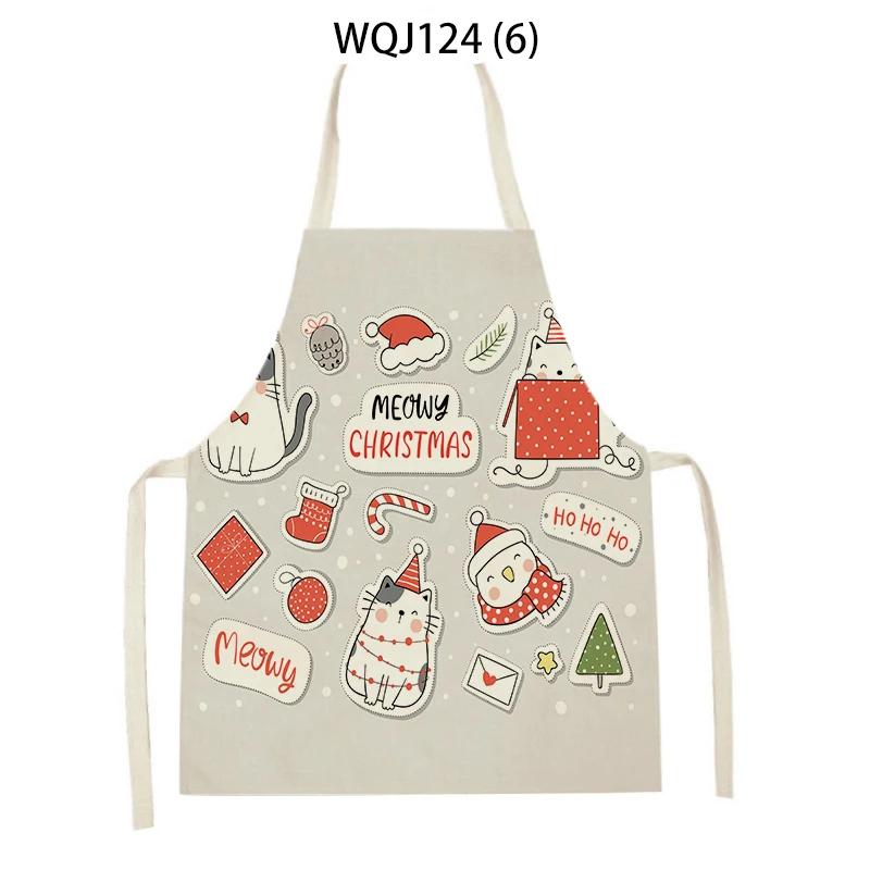 Cartoon Merry Christmas Cat Kitchen Aprons Adult Kids Waist Bibs Home Cooking Baking Cleaning Aprons Sleeveless Pinafore