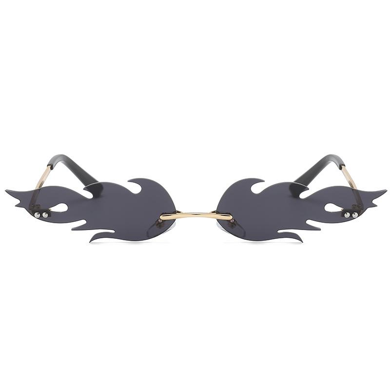 New fashion trend flame sunglasses men's and women's metal frameless street sunglasses European and American narrow-edge glasses S