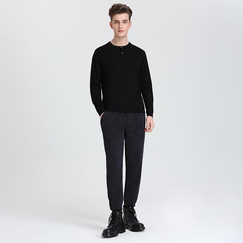 Men's Anti-Pilling Henry Collar 100% Wool Sweater