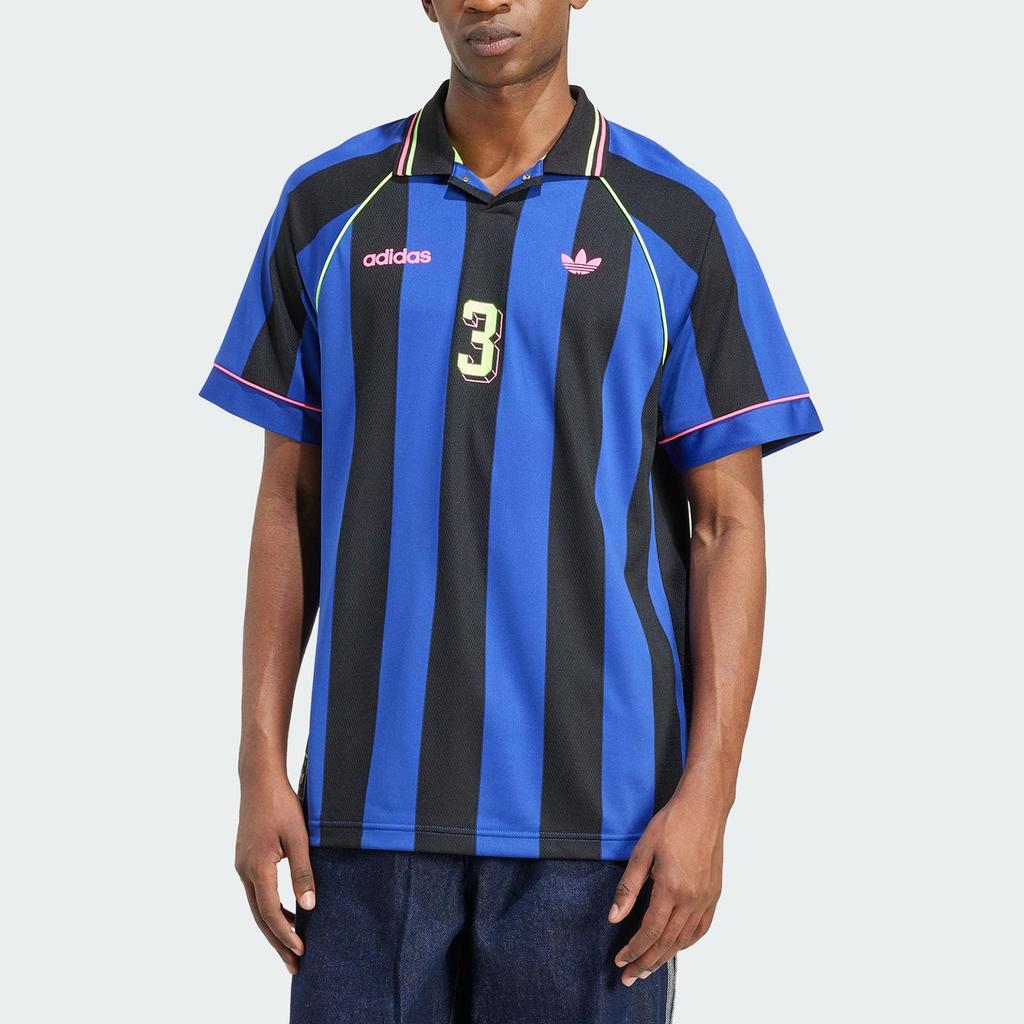 adidas Originals Herren Kragen Fußball Trainings gestreiftes T-Shirt KD2307