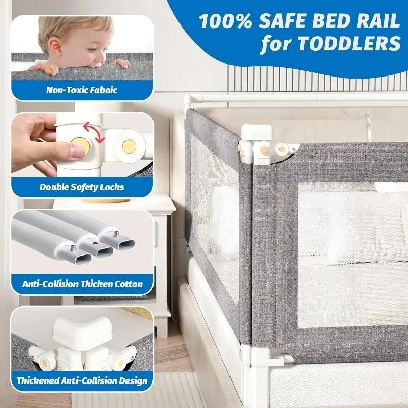 1pcs 2.0M Bed Safety Rail No-drill Baby Guardrail Anti Fall Bed Barrier Bed Safety Fence Suitable for Twin Queen King Beds