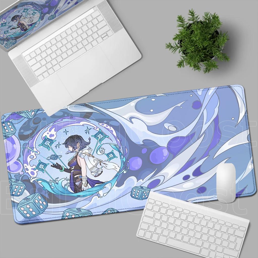 Liyue Genshin Impact Anime Mouse Pad Gaming Ganyu Xiao Baizhu Xianyun XXL Large Mouse Pad Non-slip Keyboard Desk Mat HD Mousepad