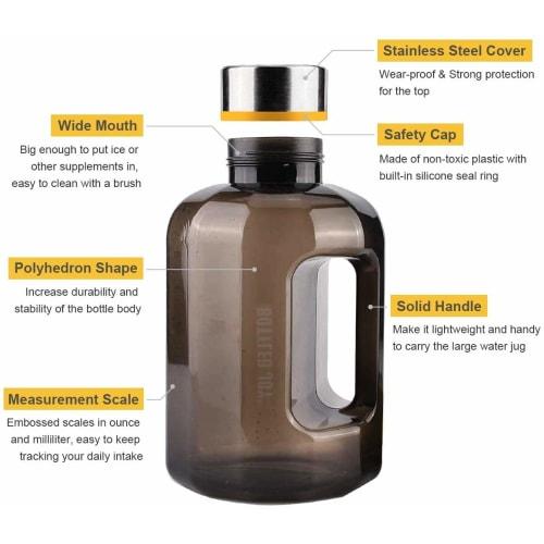 VENNERLI Water Bottle, 2200ml/2500ml (Safe and BPA-Free), Large Capacity, Wide Mouth, Direct Drinking, Easy to Clean, Portable, Suitable for Boys, Gir