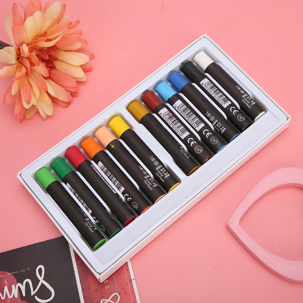 Oil Pastel Round Crayon Painting Stick Drawing Pen Children Stationery Art Supplies 12 Colors