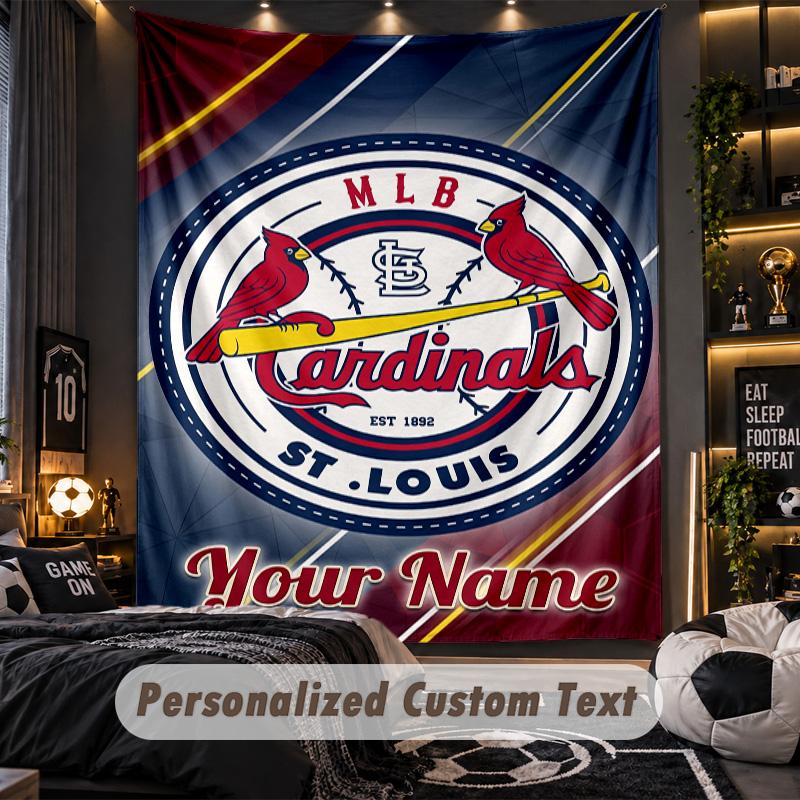 TapestrySt. Louis Cardinals Custom Name Text Personalized Wall Hanging Tapestry Home Wall Decor