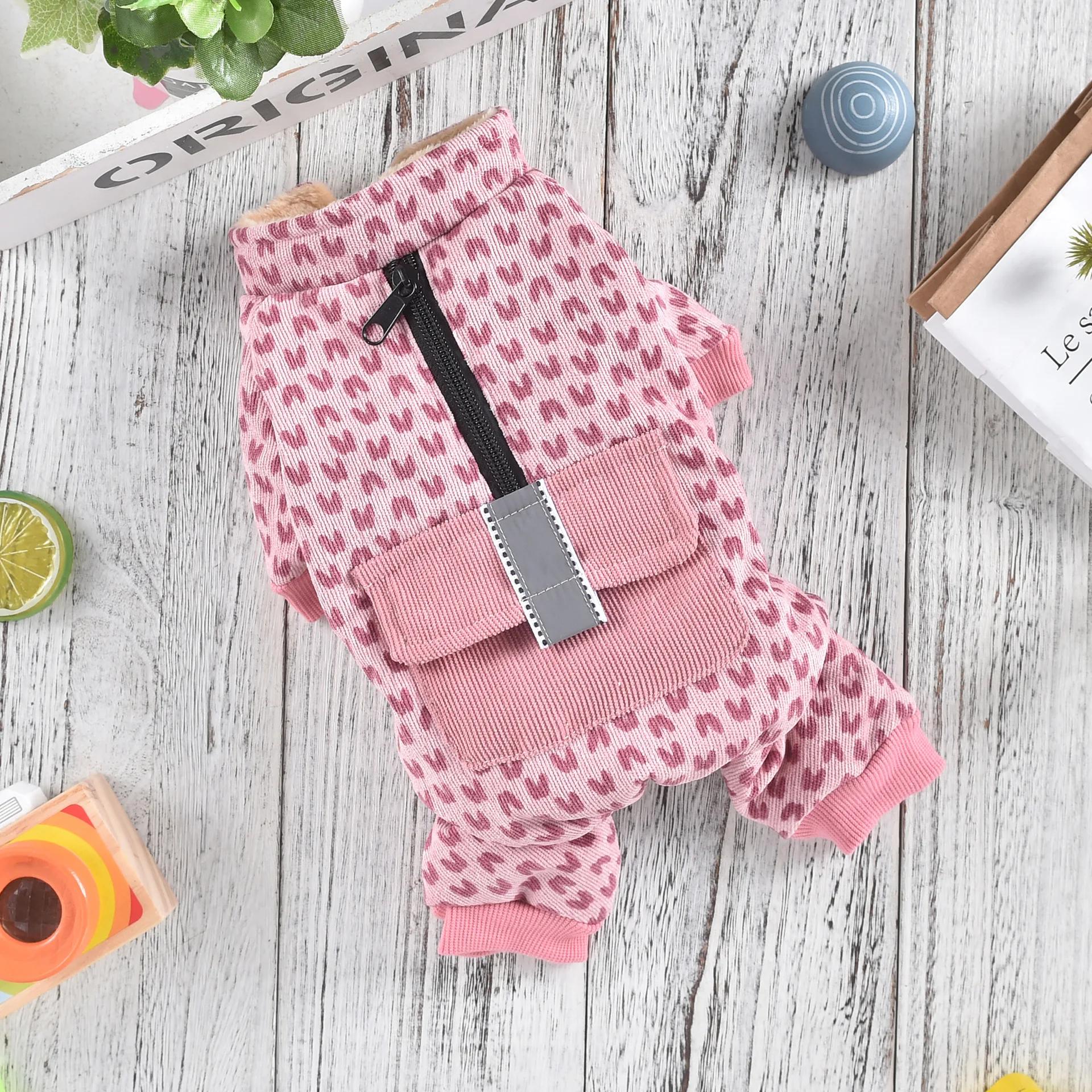 

Pet Four Leg Velvet Love Coat с маленьким карманом и светоотражающей полосой, комбинезон для собак маленьких и средних размеров M