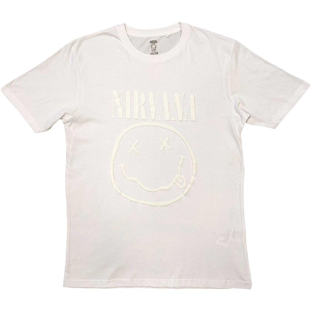 Neues Nirvana Hi-Build T-Shirt: Weißer Smiley OFFIZIELL weiß