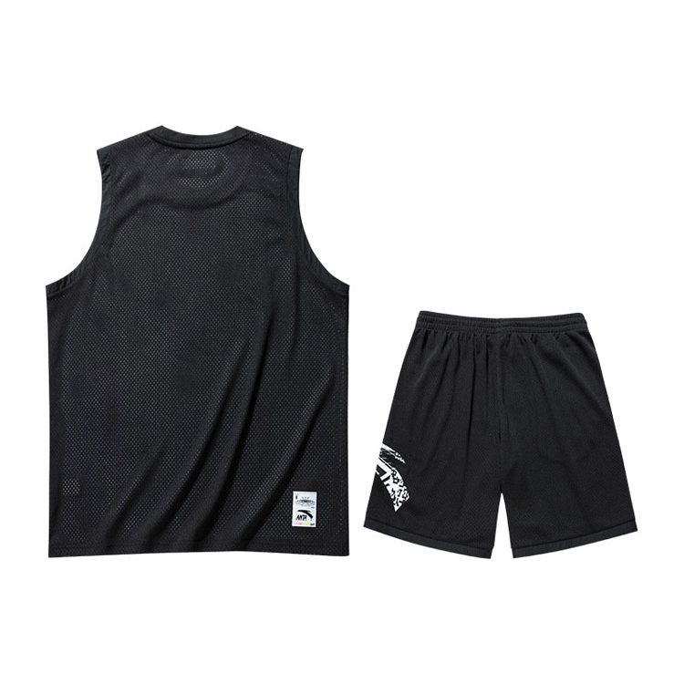 Anta Basketball-Serienlogo Sportweste Shorts Basketballanzug Herren Basketballanzug Schwarz 152131222-1