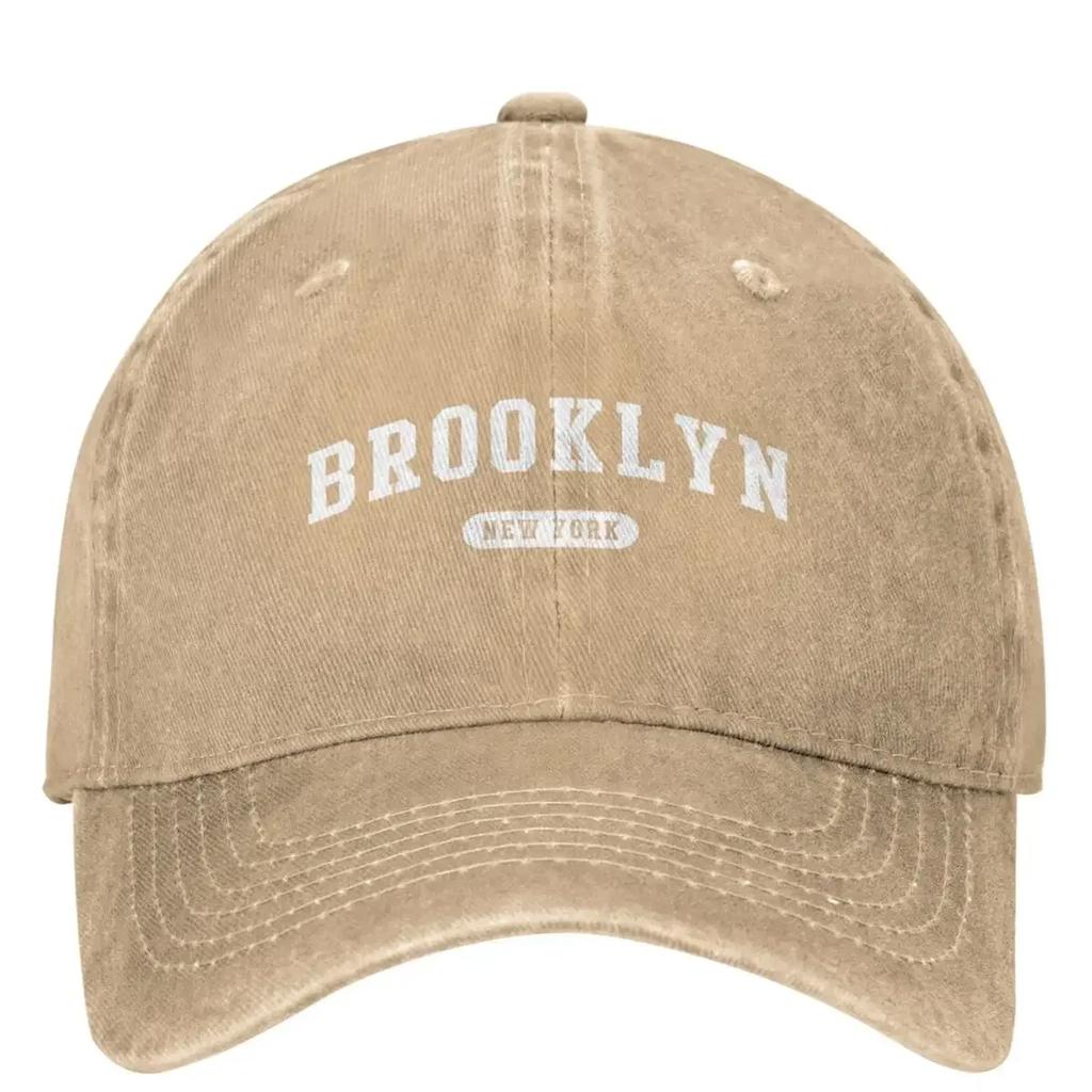 Brooklyn White Letter Print Denim Baseball Cap Outdoor Gym Hip Hop Hats Summer Unisex Unisex yk Retro Design Baseball Caps
