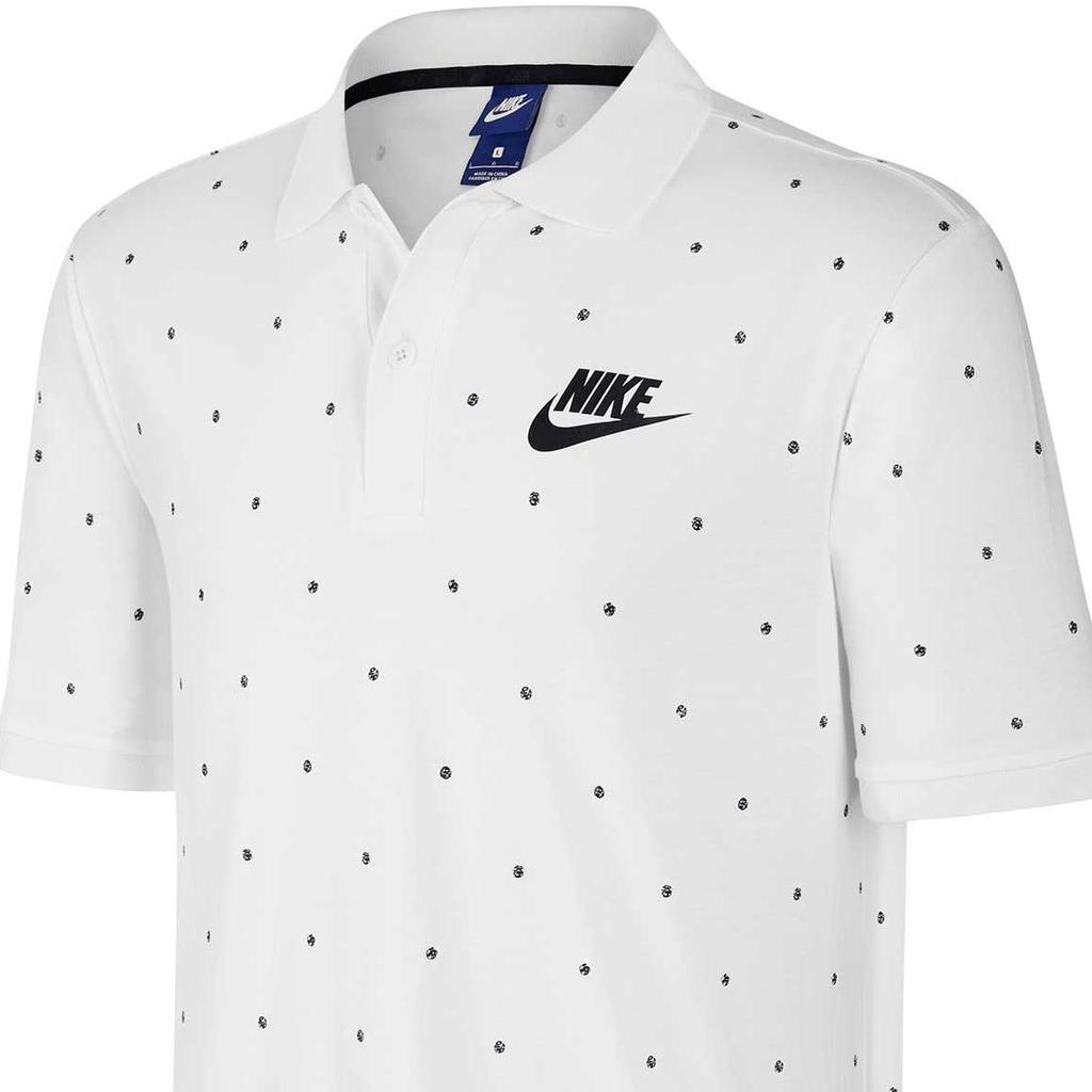 Nike Sportswear Logo Letter Round Neck Polo Shirt Men Polo Shirts White 833886-100