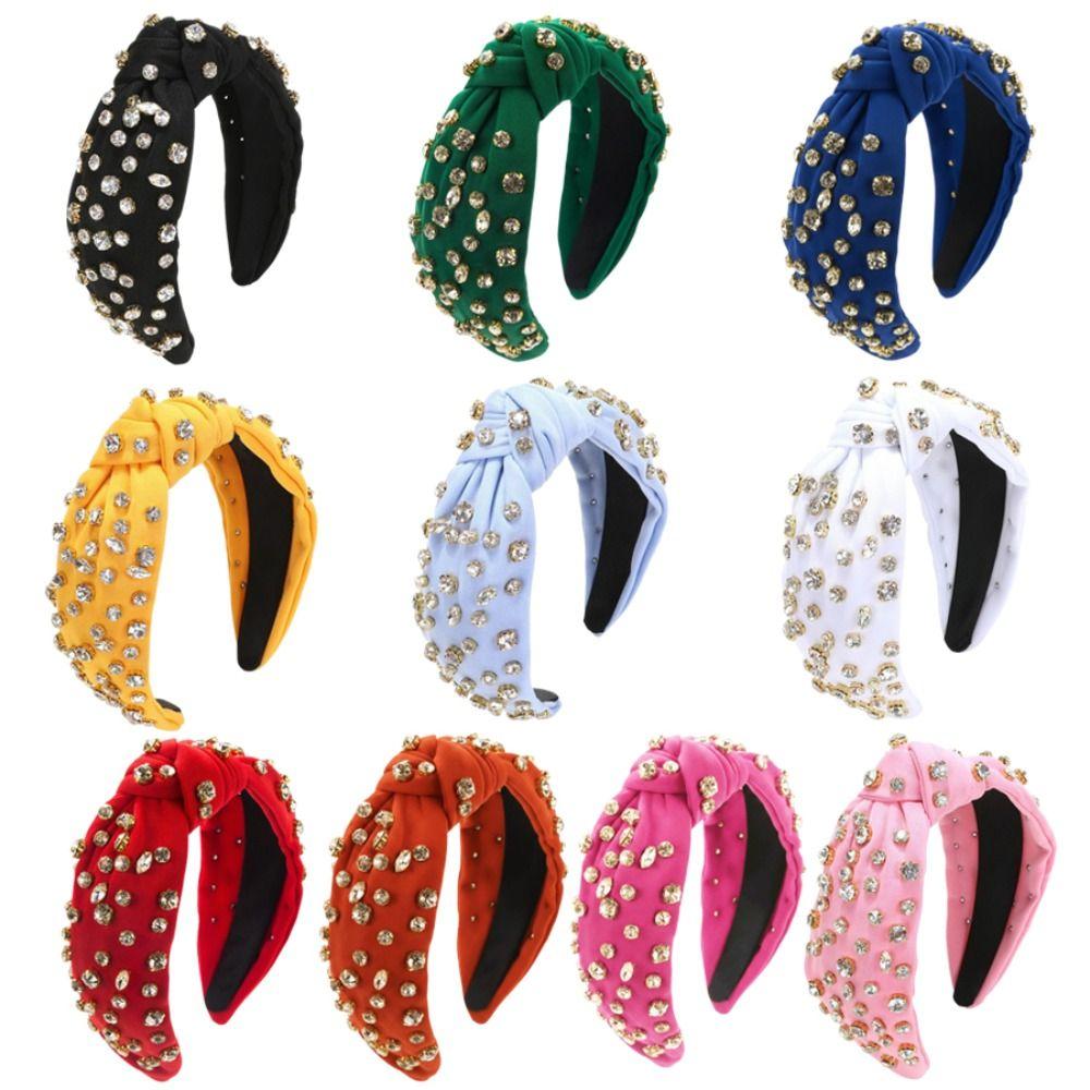 Full Diamond Knotted Headband Exaggerated Design Rhinestone Headband Women's Hair Accessories