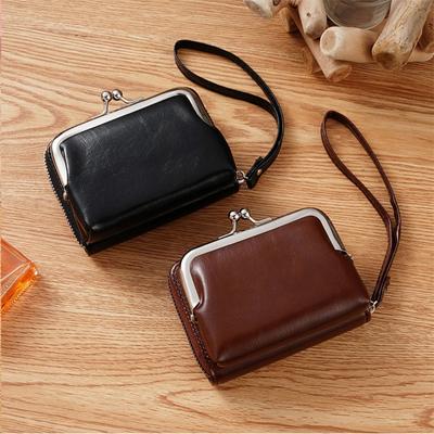 Women's Wallet Fashion Wrist Strap Short Buckle Wallet Purses Retro Versatile Large Capacity Multi Card Pocket Ladies Money Clip