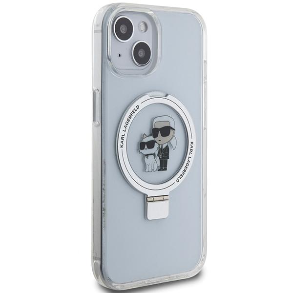 Karl Lagerfeld Klhmp14Shmrskch Iphone 14 / 15 / 13 6.1 Biały/White Hardcase Ring Stand Karl&Choupettte Magsafe