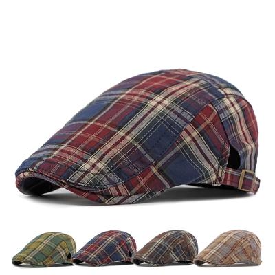 Beret Women's British Plaid Forward Cap Spring Summer Thin Breathable Cap Men's Peaked Cap Newsboy Caps Flat Cap Driver Ivy Hat Gatsby Painters Hats