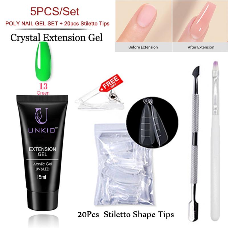 

UNKIO Poly Nail Get Set UV LED Быстрое наращивание шпильки Двойная форма Строительный гель для ногтей Маникюрный набор Гель-лак Мини-набор