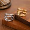 Stainless Steel Multi Layer Hollow Wide Rings for Women Men Classic Retro Texture Chunky Opening Rings Party Jewelry Accessories