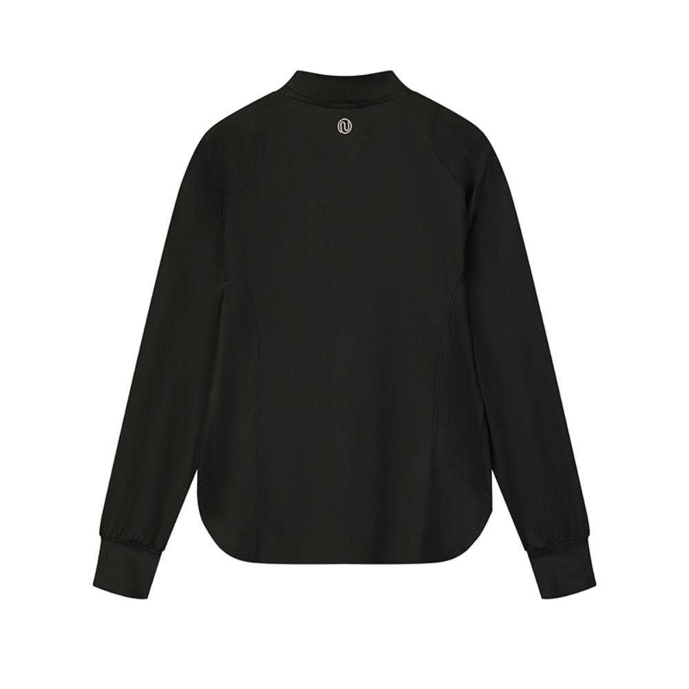 Fila Minimalist Fashionable Personality Trendy Versatile Elegant Solid Color Casual Knit Long Sleeve T-Shirt Women Tops Black F11W542202FBK