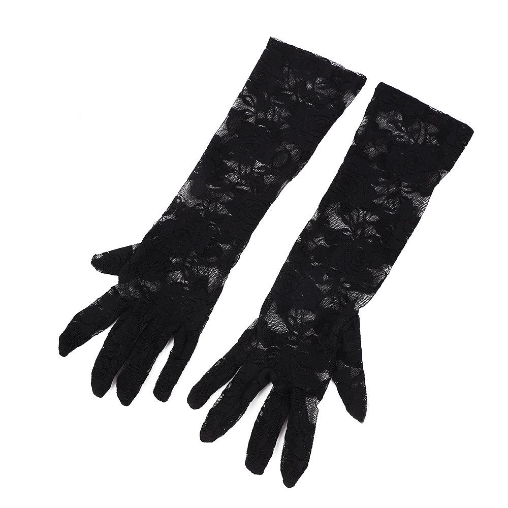 2026 Mid-Length Black Lace Vintage Wedding Dress Gloves for Photography