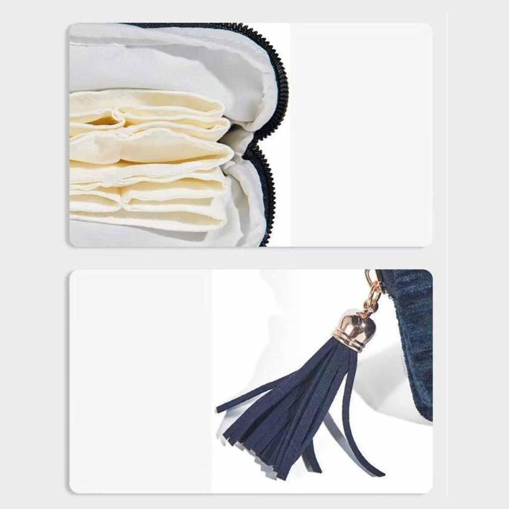 Case Organizer for Rings Bracelets Necklaces Earrings Velvet Chenille Tassel Zipper Storage Bag