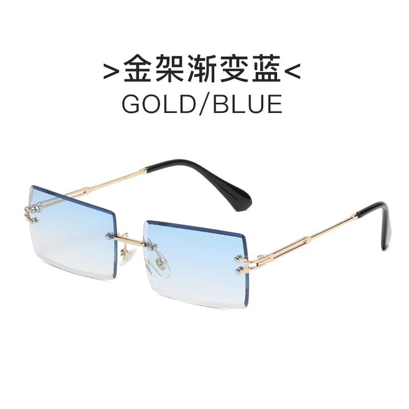 Vintage Rimless Frameless Sunglasses Stylish Rimless Frameless Rectangle Shades Gradient Tint UV400 Summer Traveling SunEyeglasses