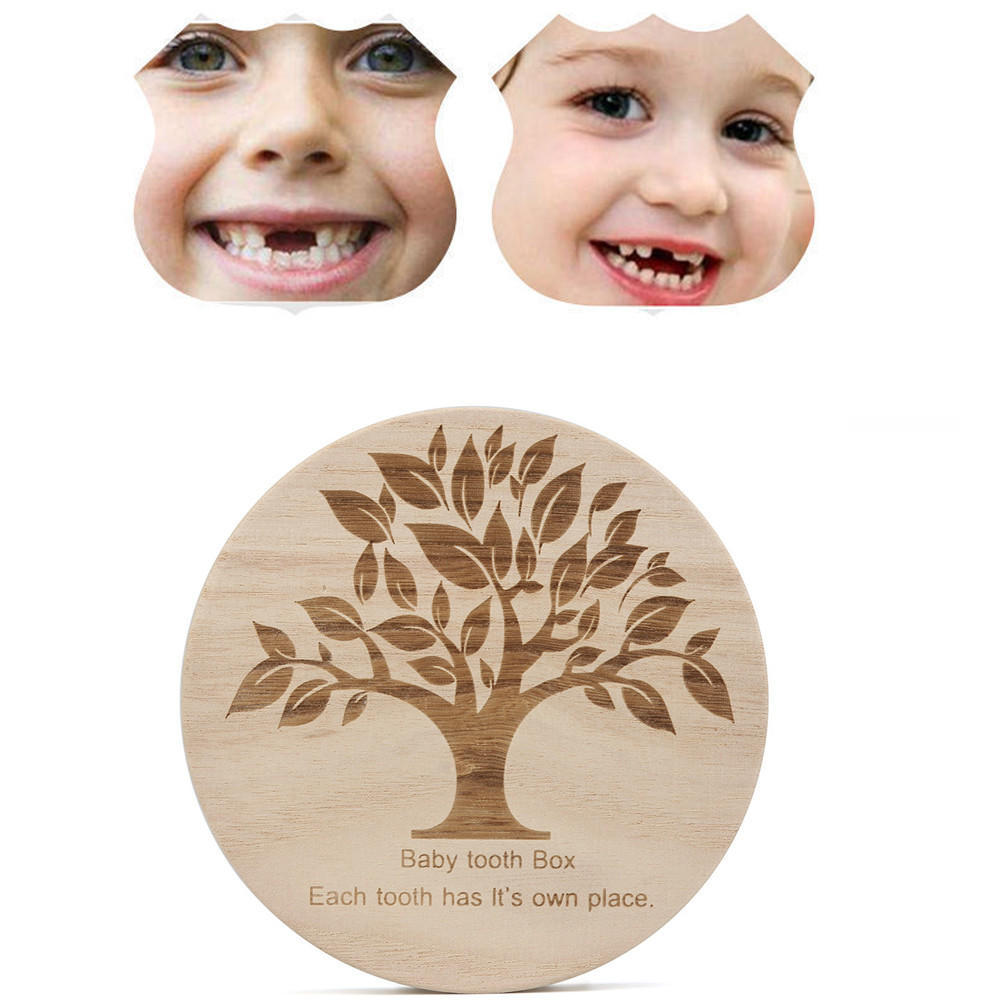 Kids Tooth Box Organizer Baby  Milk Teeth Wood Storage Box 