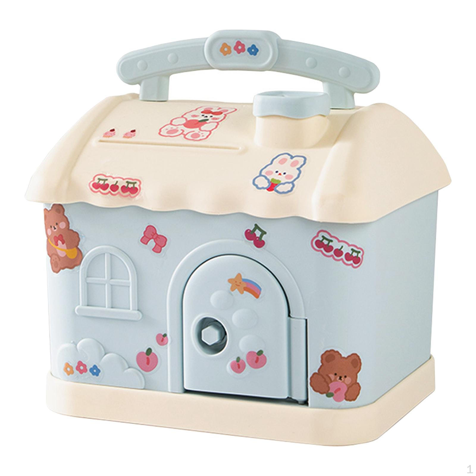 Lock Decoration Storage Box Large Capacity Portable with Handle Jar Piggy for Desktop Change