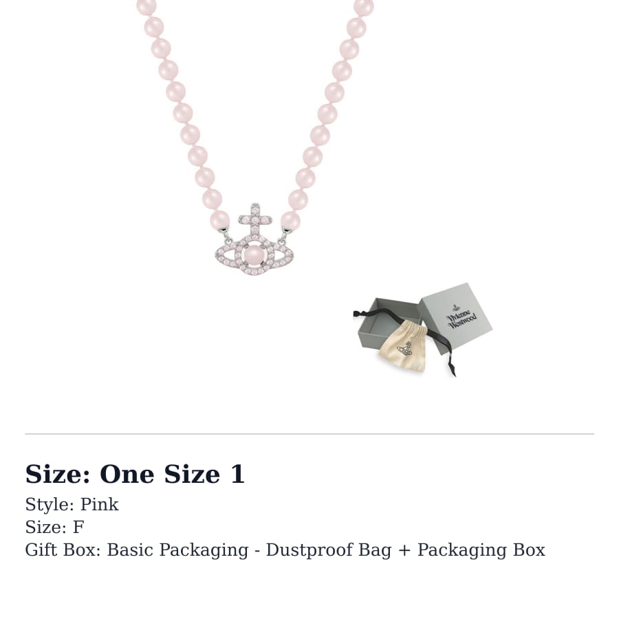 Vivienne Westwood Glass Brass Faux Pearl Necklace Women's Silver/Pink 6301011P-02P583