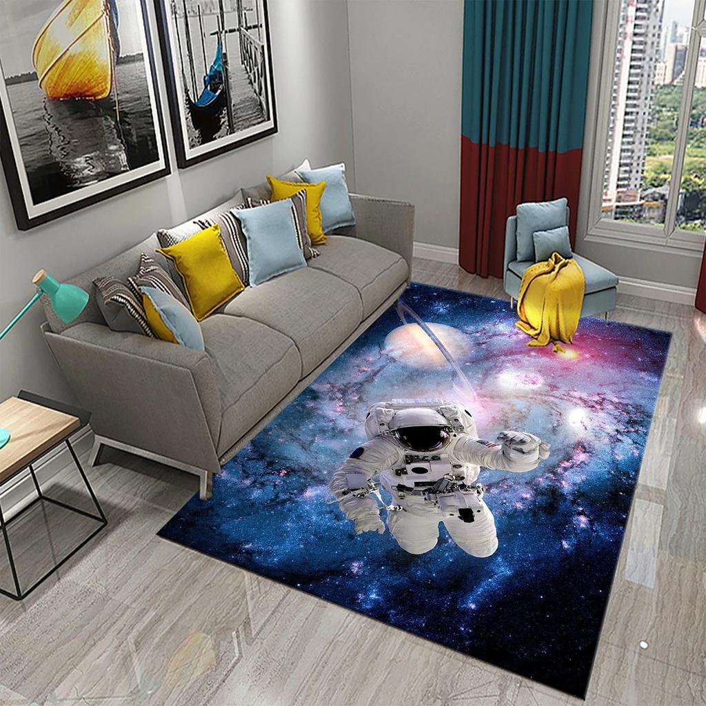 Astronaut Carpet Galaxy Universe Outer Space Moon Floor Mat Non Slip Rugs Door Mat Carpet for Living Room Bedroom Home Decor