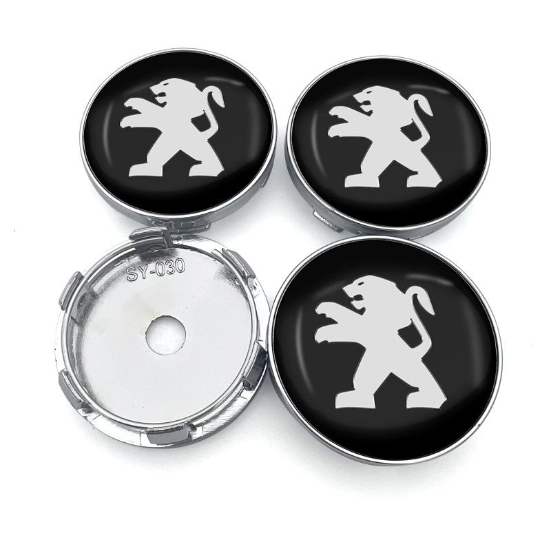 

2026 Hot Car Sticker 4pcs 60mm Car Wheel Center Hub Center Cap Rim Hub Dustproof Cover Emblemem For Peugeot 308 408 508 RCZ 208