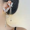 1 pair Luxury Silver Tassel Ear Clip Long Shiny Temperament Eardrops  Women