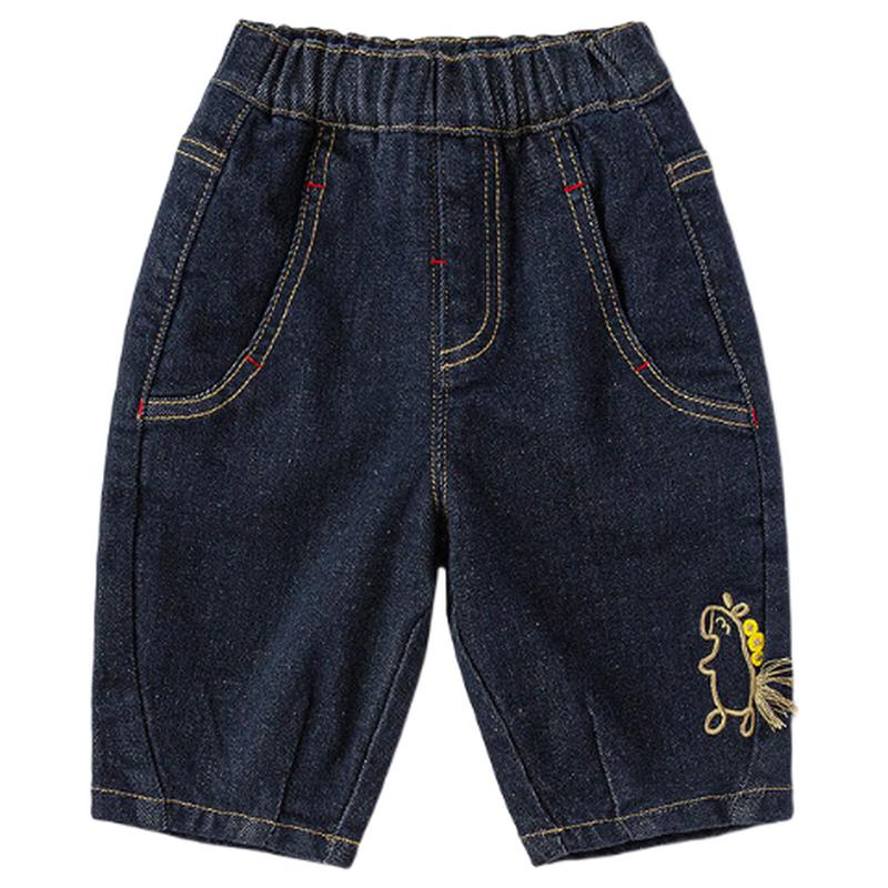 Balabala Kids  Retro Cartoon Loose Denim Jeans 130