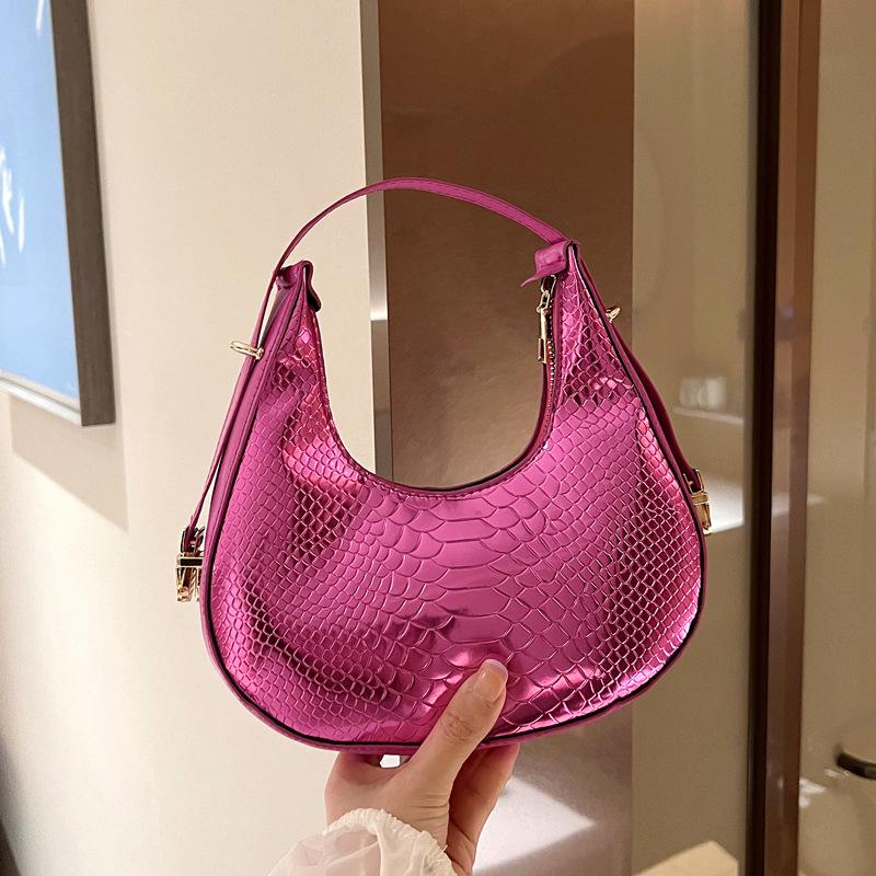 Damen Luxus Design Serpentine Hobo Taschen Design Kleine Handtasche Mode Schulter Unterarm Tasche PU Leder Laser Halbmond Taschen