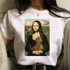 Lustiges Mona Lisa Bild T-Shirt Damen Spoof Grafik T-Shirts Humorvolle Streetwear Tops Sommer Y2k Damen Bluse Kawaii Kleidung