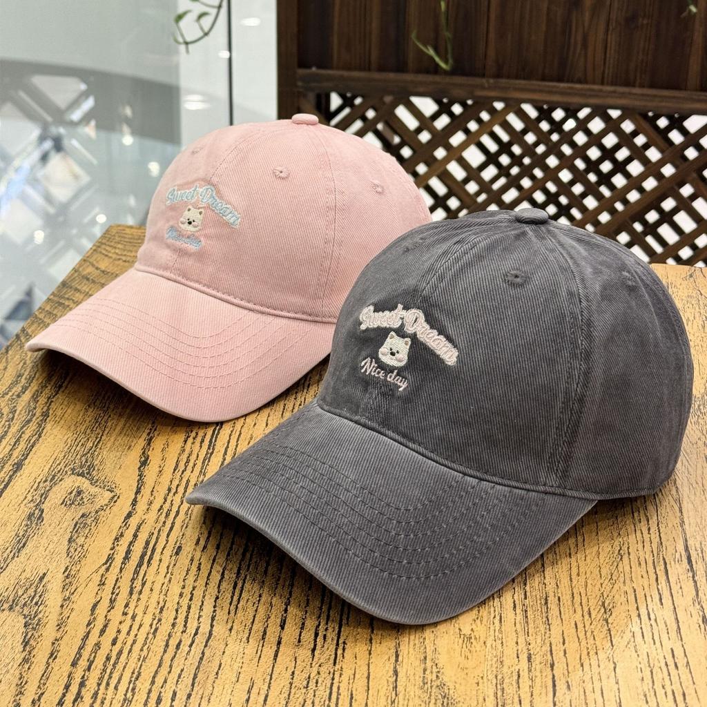 Fashion Hat Cute Cartoon Bear Embroidery Soft Top Skinny Baseball Hat Versatile Casual Wash Face Small Cap