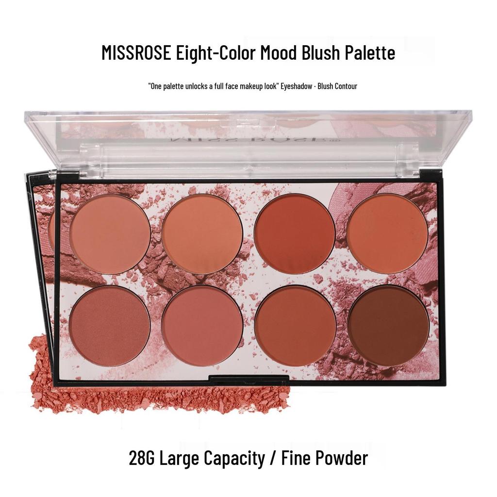 Missrose 8-Color Dry Rose Matte Blush & Contouring Palette with Eyeshadow.