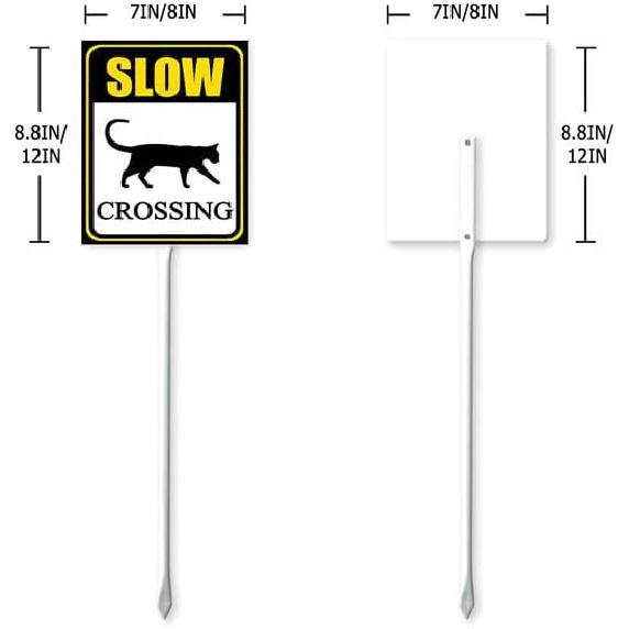 Bidesign (8X12) IN Slow Down Cat Crossing Yard Sign With Stake Warning Slow Lawn Sign Stand For Traffic Rustproof Aluminum For Home Street