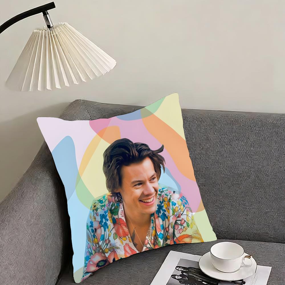 Styles H-Harry Styles British singer Cushion Cover Reversible Plush Pillow Cover – For car, sofa, bedroom, perfect as a gift.