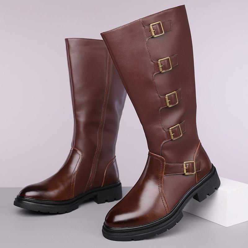 Luxury Boots for Men High Quality Leather Boot Fashion Motorcycle Boot Classic Western Cowboy Boots for Men Mid-calf Knight Boot 39 коричневый 9190₽