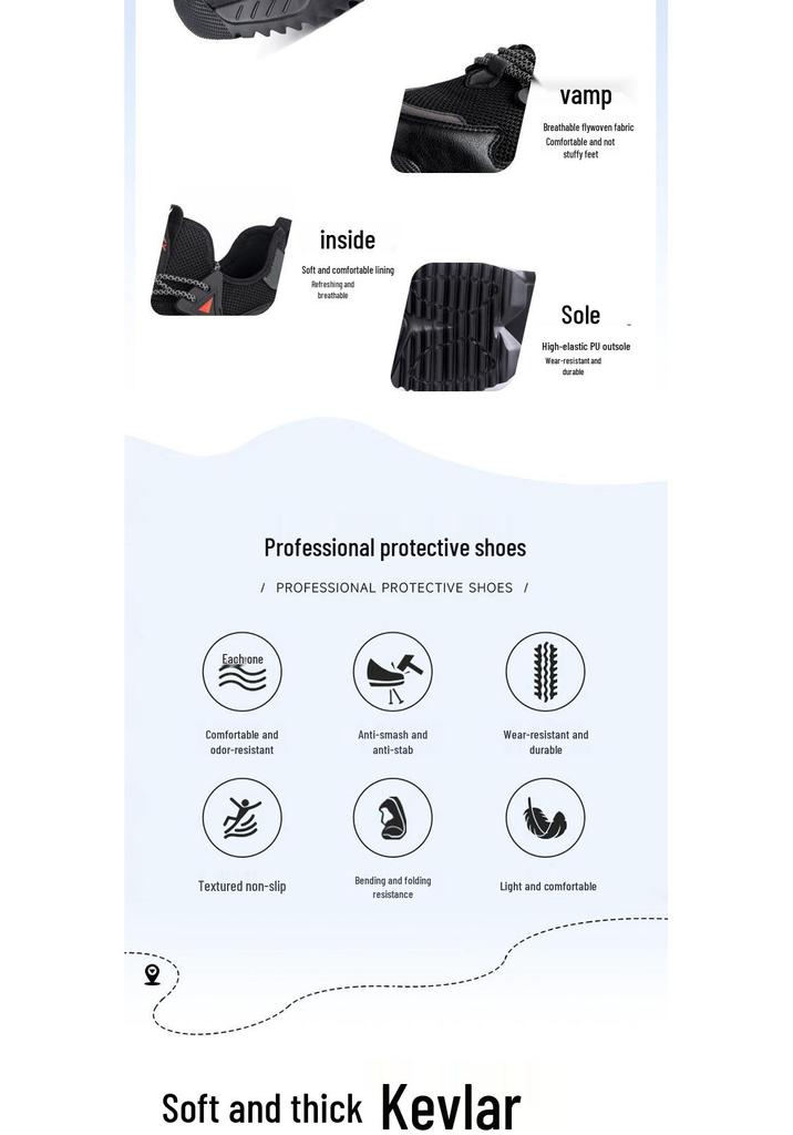 Breathable Lightweight Safety Shoes: Steel Toe, Anti-Smash, Puncture-Resistant, All-Season, Long-Standing Comfort