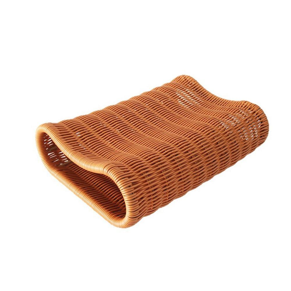 Breathable Imitation Rattan Woven Pillow Ergonomic Curve Design Summer Cool Pillow Bedroom Style B